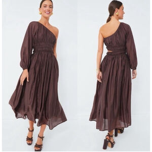 NWT Anthropologie Moon River black one shoulder long sleeve Maxi Dress XS